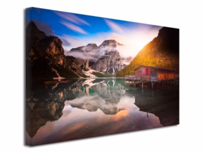 DECLINA, Tableau toile imprimée, Tableau toile paysage Vue sur le lac de Braies , 80×50 cm