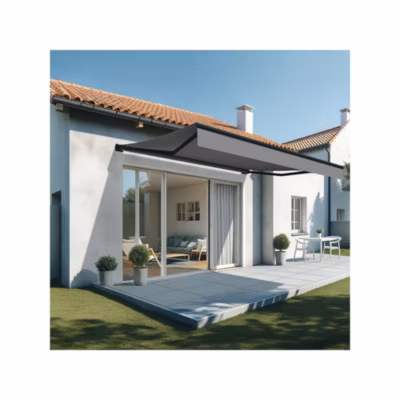 Store banne loggia LIEBE 4,20 x 3,00m (Manuelle – Gris clair – Gris anthracite)