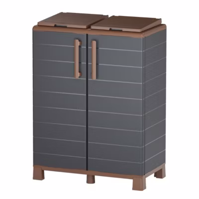 Abri Poubelles 2 Sacs Anthracite – Armoire Cache Poubelle de Tri Sélectif 68 x 37 x 90 cm Terrasse, Restaurant Art Plast