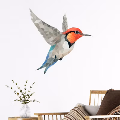 Sticker origami colibri 70 x 65 cm