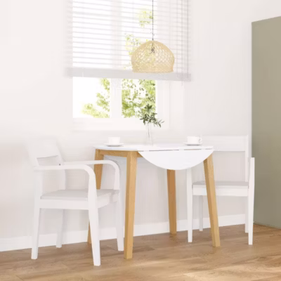 ZMH Chaises à Manger 2 Pièces Blanc Bois Massif Caoutchouc