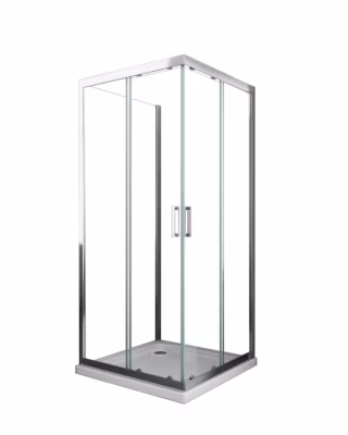 Douche de 6 mm H.190 avec une paroi laterale et deux portes coulissantes- 70 fixe x 130 x 70 coulissantes