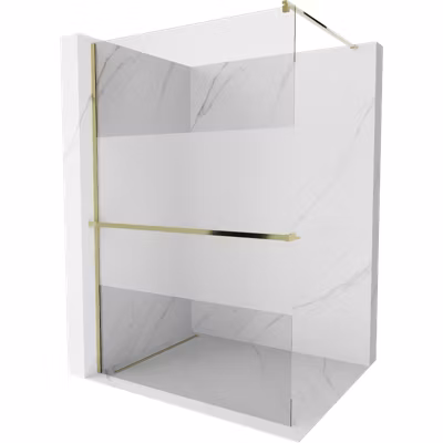 Mexen Kioto+ paroi de douche avec étagère Walk-in 100 x 200 cm, transparent/givre, or – 800-100-121-50-35