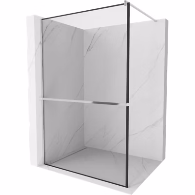 Mexen Kioto+ paroi de douche avec étagère Walk-in 90 x 200 cm, cadre noir, chrome – 800-090-121-01-70