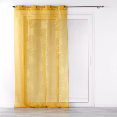 Voilage a oeillets 140 x 240 cm imprimé metallisé Lineor Jaune/or