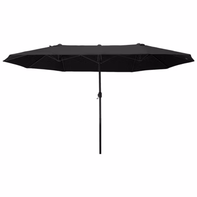 Parasol Double avec Manivelle, 460×270 cm Ovale, Noir, pour Jardin Terrasse