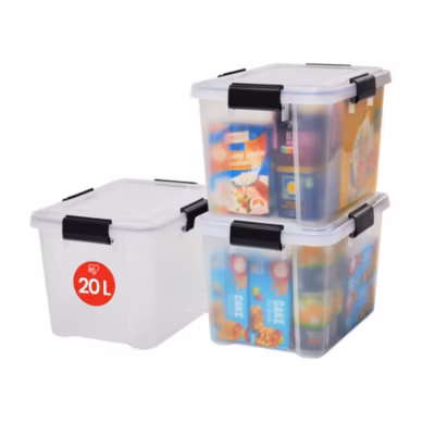 Iris Ohyama, Boite de Rangement Hermétique, 20L, Lot de 3, Transparent, AT-SD