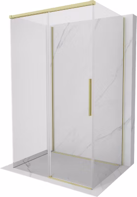 Mexen Rox-3S cabine de douche 3 parois coulissante 150 x 70 cm, transparent, or brossé – 8C2-150-070-55-00-3S
