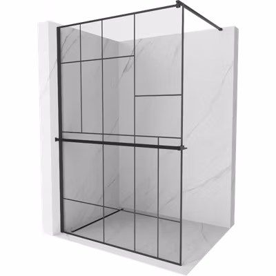 Mexen Kioto+ paroi de douche avec étagère Walk-in 70 x 200 cm, motif noir, noir – 800-070-121-70-78