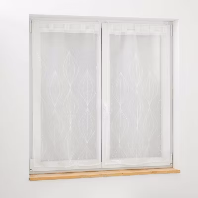 Paire droite passants 2 x 60 x 90 cm voile sable brode galactee Blanc
