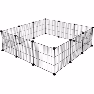 Parc modulable KERBL Hopsi 12 panneaux 35×35 cm métal noir intérieur extérieur