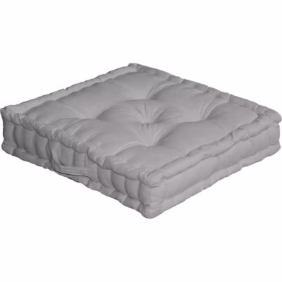 Coussin de sol uni en pur coton (50x50x10 cm – Gris clair)