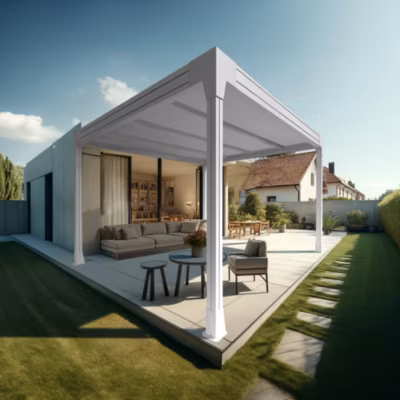 Carport HAPESIRE Isotoit îlot 3,78×3,50m (Blanc)