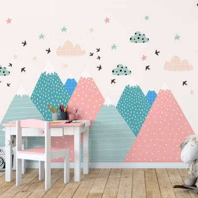 Stickers enfant montagnes scandinaves vineka 100 x 150 cm
