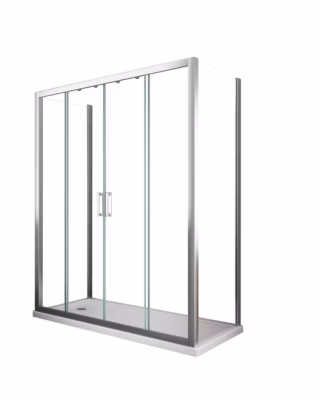 Douche de 6 mm avec deux parois fixes et une overture coulissante H.190 – 87,5-90 fixes x 183-188 overture centrale