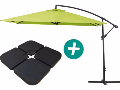 Parasol jardin déporté Alu « Ilios 3 »  Carré  3 x 3 m  Vert  Dalles incluses