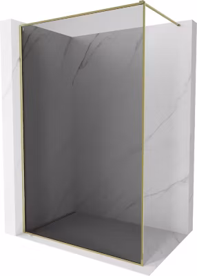 Mexen Kioto-XF paroi de douche Walk-in avec cadre 130 x 202 cm, graphite 10 mm, or – 800-130-104-50-40-X