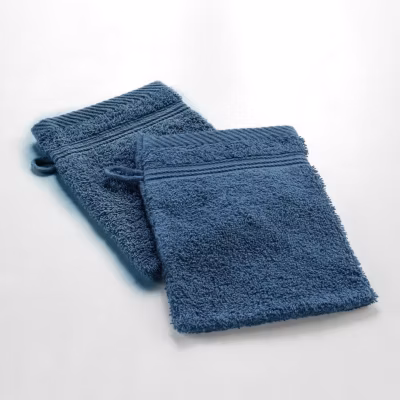 2 gants de toilette 15 x 21 cm eponge unie tendresse Saphir
