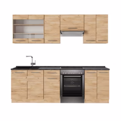 Vicco Cuisine Chêne de force doré 240cm , PT Anthracite