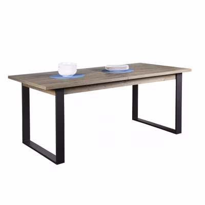Table extensible 180 à 240 cm décor bois pieds métal noir – BROOKLYN