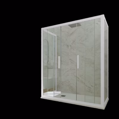 Cabine parois de douche 3 côtés coulissantes 90x150x90 cm H 200 en PVC Blanc Verre Transparent mod. Star Trio