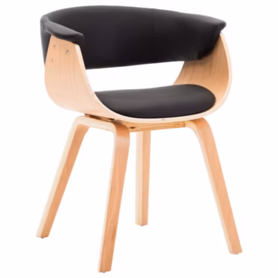 Prolenta Premium –  Chaise de salle à manger Noir Bois courbé et similicuir