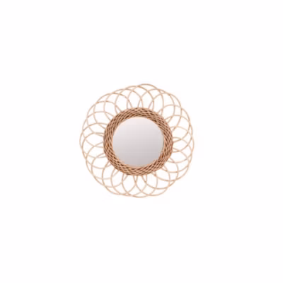 Miroir rond en rotin 30cm, Mahé
