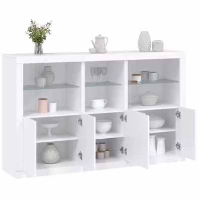 vidaXL Buffet avec Lumières LED, Armoire avec Porte, Meuble de Rangement, Organisateur de Salon Entrée Salle de Séjour, 3209142