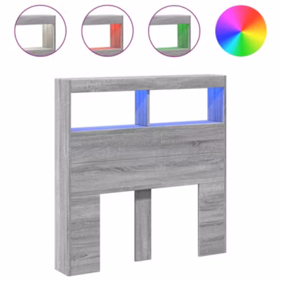 Armoire tête de lit avec LED sonoma gris 100x17x102 cm vidaXL