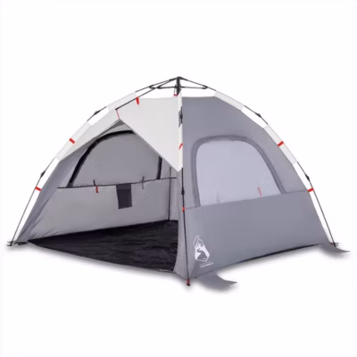Tente de plage 3 personnes gris libération rapide imperméable vidaXL