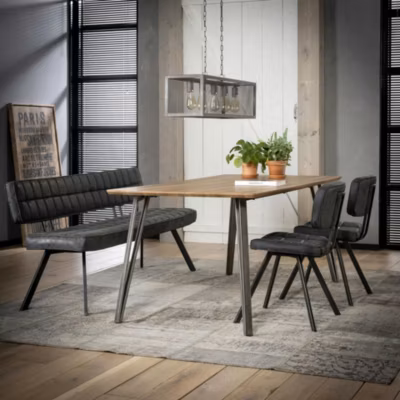 Banc salle à manger noir avec dossier 180 cm TRIBECA