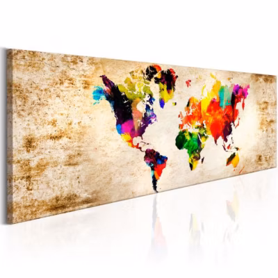 Tableau Cartes du monde World in Watercolours 135×45 cm