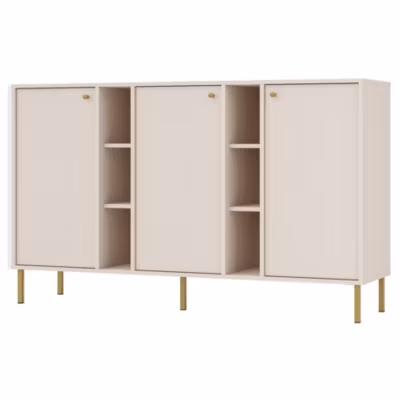 Buffet 3 portes avec étagères beige 159 cm OKTIO