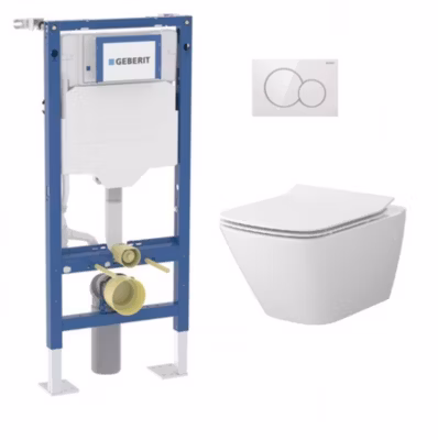 Pack WC Geberit UP320 + Cuvette sans bride Mesto Square + Plaque Sigma Blanc