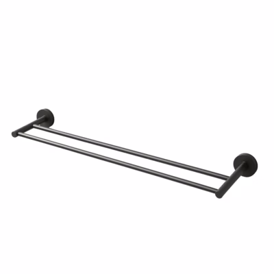BALNEO – double barre porte-serviettes en acier inox anthracite Gun Metal – porte-serviettes 60 cm QUBE inoxydable