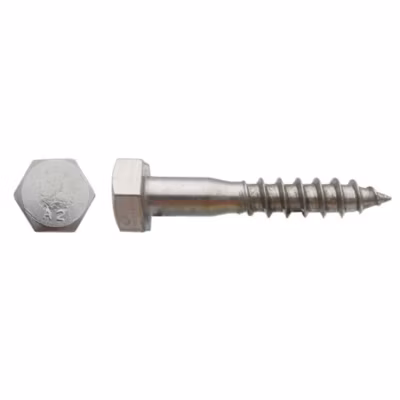 100 Tirefonds Bois Tête Hexagonale 7 x 150 mm – DIN 571 – Inox A2 – D-Work
