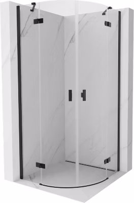 Mexen Mist cabine de douche demi-circulaire pivotante 100 x 100 cm, transparente, noire – 8A33-100-100-70-00