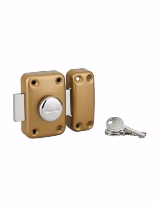 Verrou à bouton Apache pour porte d&rsquo;entrée, cylindre 60mm, acier, 3 clés, époxy or – THIRARD