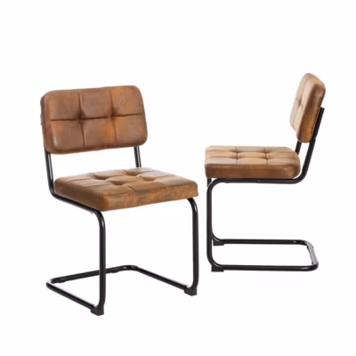 Chaise cantilever en microfibre marron Mambo (lot de 2)