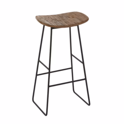 Tabouret de bar en teck recyclé (74x33x50 cm – Naturel)