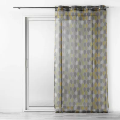 Voilage à œillets 140 x 240 cm voile imprimé Palpito jaune/anthracite