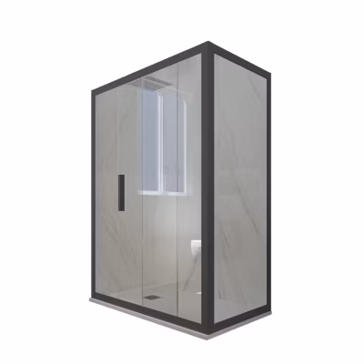 Cabine parois de douche angulaire coulissante 80×120 cm H 200 en PVC Anthracite Verre Transparent mod. Deco Duo