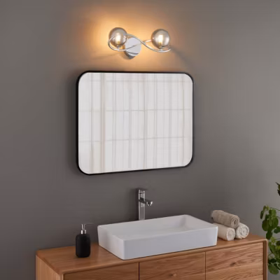 Applique murale chromée design double verre fumé – Novale