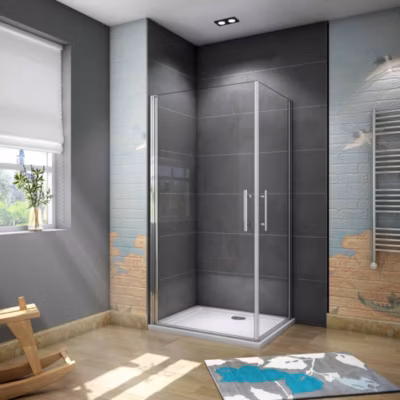 Cabine de douche battante – 6 mm Verre Anticalcaire – 90 x 70 x180 cm – installer réversible  – alu Chrome