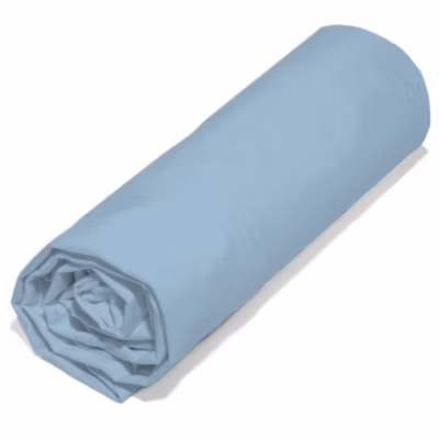 Drap housse 160×200 cm en 100% polyester microfibre LAGO bleu ciel bonnet 25 cm