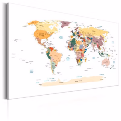 Tableau Cartes du monde World Map: Travel Around the World 60×40 cm