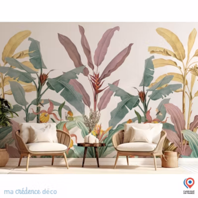 Papier peint Jungle tropicale colorée 4 – Intissé – 400 cm – 280 cm – MaCrédenceDéco