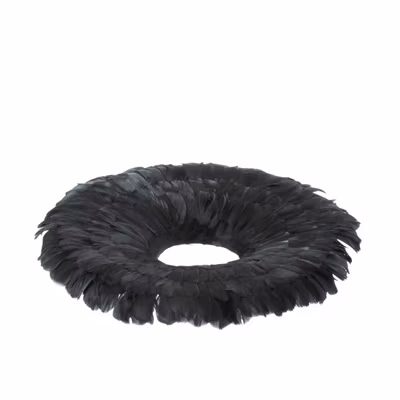 Couronne décorative en Plumes noir 52x52x8 cm