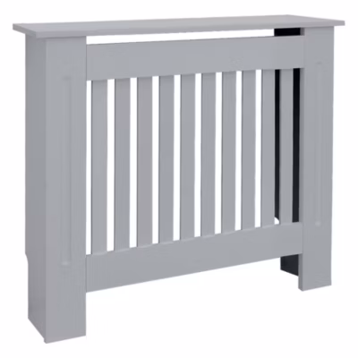 Cache-radiateur ECD Germany 78x19x82 cm gris à lattes verticales avec étagère en bois MDF