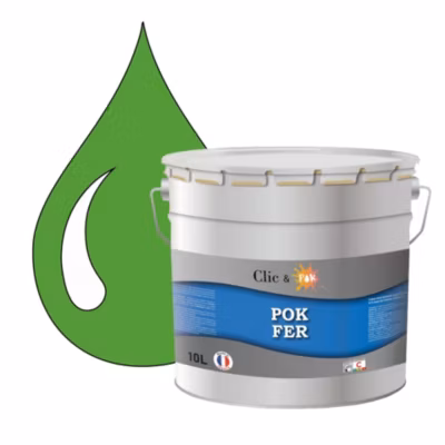 Peinture fer antirouille – Laque extérieure Semi-Brillante POK FER – 10L – RAL 6018 – Vert Jaune